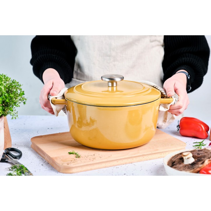 Cocotte avec couvercle - COSY & TRENDY - FONTESTIC - Fonte émaillée- Ø24 cm - 4,6 L - Tous feux dont induction - Bleu