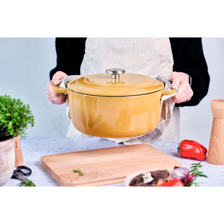 Cocotte avec couvercle - COSY & TRENDY - FONTESTIC - Fonte émaillée- Ø28 cm - 6,15 L - Tous feux dont induction - Ambre