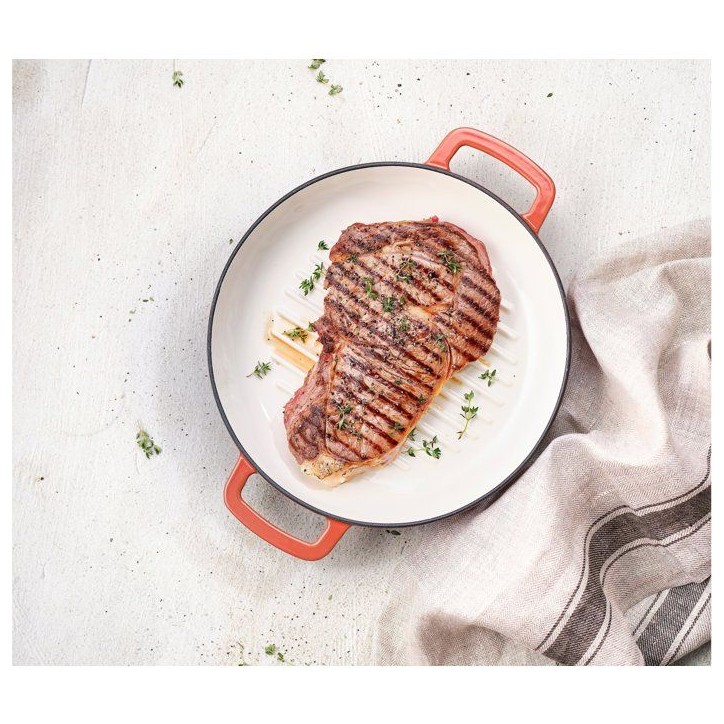 Poele a grill - COSY & TRENDY - FONTESTIC - Fonte émaillée - Ø28 cm - Tous feux dont induction - Rouille Poele a grill - COSY & TRENDY - FONTESTIC - Fonte émaillée - Ø28 cm - Tous feux dont induction - Rouille