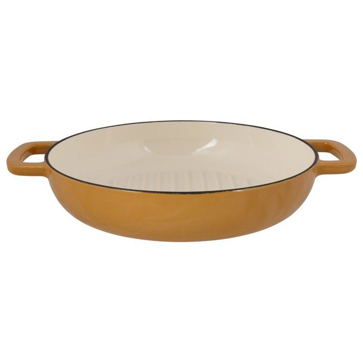Poele a grill - COSY & TRENDY - FONTESTIC - Fonte émaillée - Ø28 cm - Tous feux dont induction - Ambre