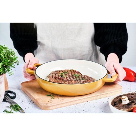 Poele a grill - COSY & TRENDY - FONTESTIC - Fonte émaillée - Ø28 cm - Tous feux dont induction - Ambre