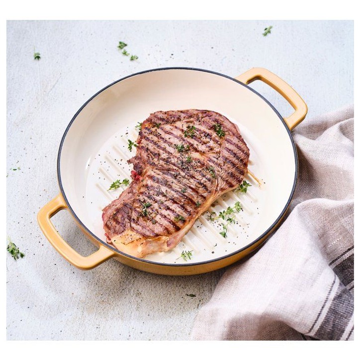 Poele a grill - COSY & TRENDY - FONTESTIC - Fonte émaillée - Ø28 cm - Tous feux dont induction - Ambre