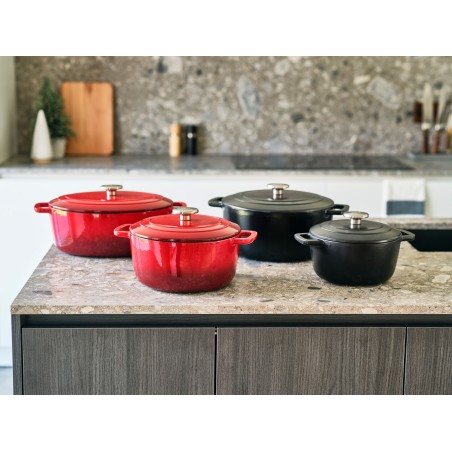 Cocotte avec couvercle - COSY & TRENDY - FONTESTIC - Fonte émaillée- Ø24 cm - 4,6 L - Tous feux dont induction - Noir