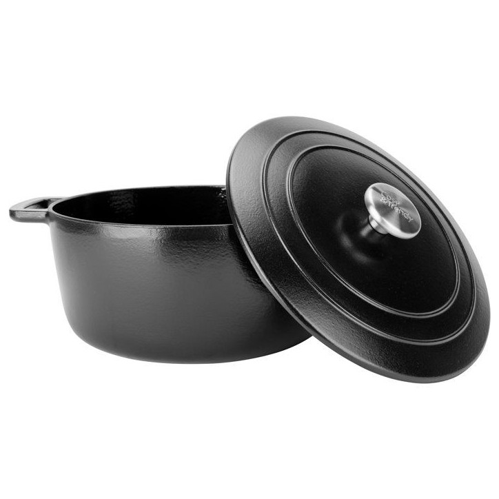 Cocotte avec couvercle - COSY & TRENDY - FONTESTIC - Fonte émaillée- Ø28 cm - 6,15 L - Tous feux dont induction - Noir