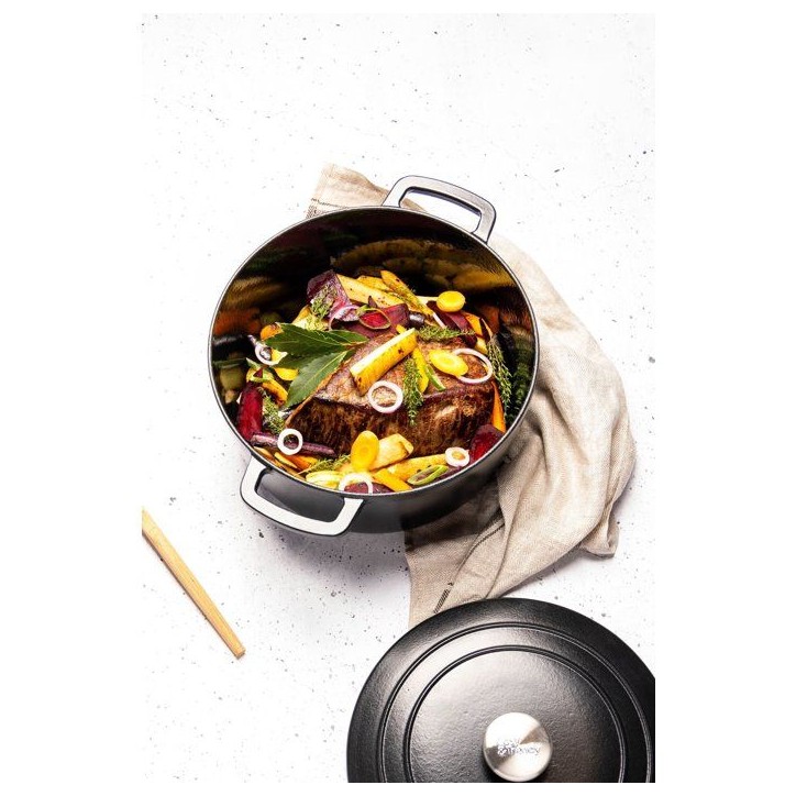 Cocotte avec couvercle - COSY & TRENDY - FONTESTIC - Fonte émaillée- Ø28 cm - 6,15 L - Tous feux dont induction - Noir