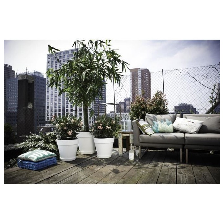ELHO Pot de fleurs rond avec roues Loft Urban - Ø 38.5 x 35,3 cm - Blanc