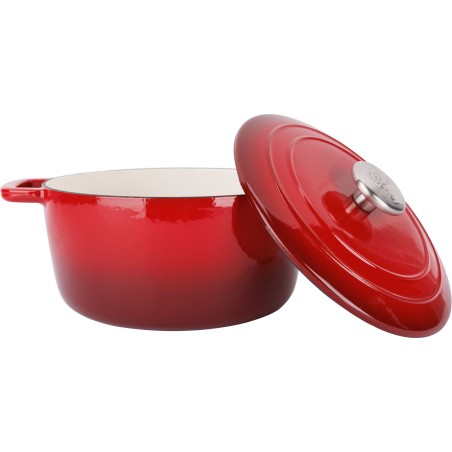 Cocotte avec couvercle - COSY & TRENDY - FONTESTIC - Fonte émaillée- Ø24 cm - 4,6 L - Tous feux dont induction - Rouge