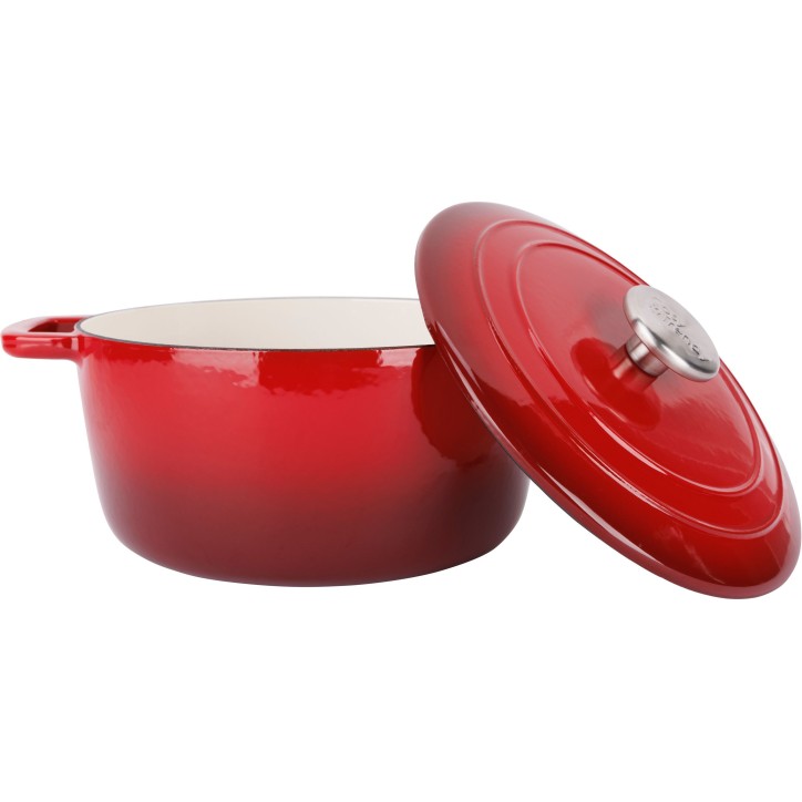 Cocotte avec couvercle - COSY & TRENDY - FONTESTIC - Fonte émaillée- Ø24 cm - 4,6 L - Tous feux dont induction - Rouge