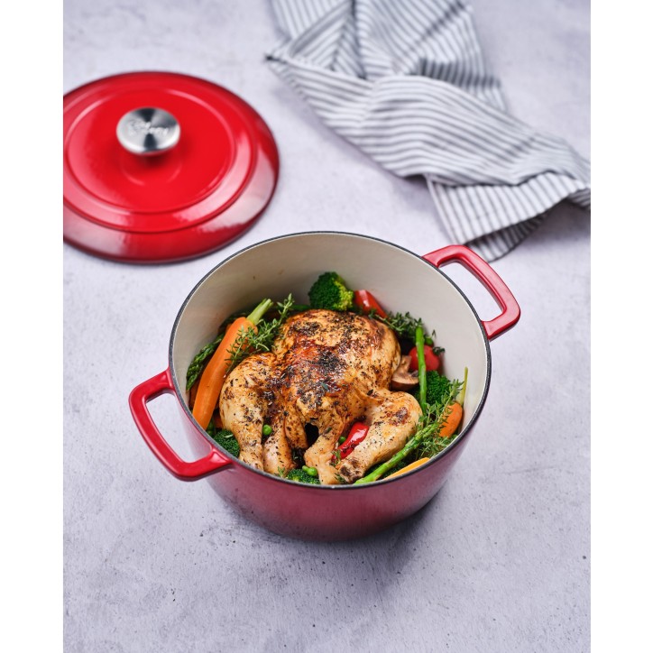 Cocotte avec couvercle - COSY & TRENDY - FONTESTIC - Fonte émaillée- Ø24 cm - 4,6 L - Tous feux dont induction - Rouge