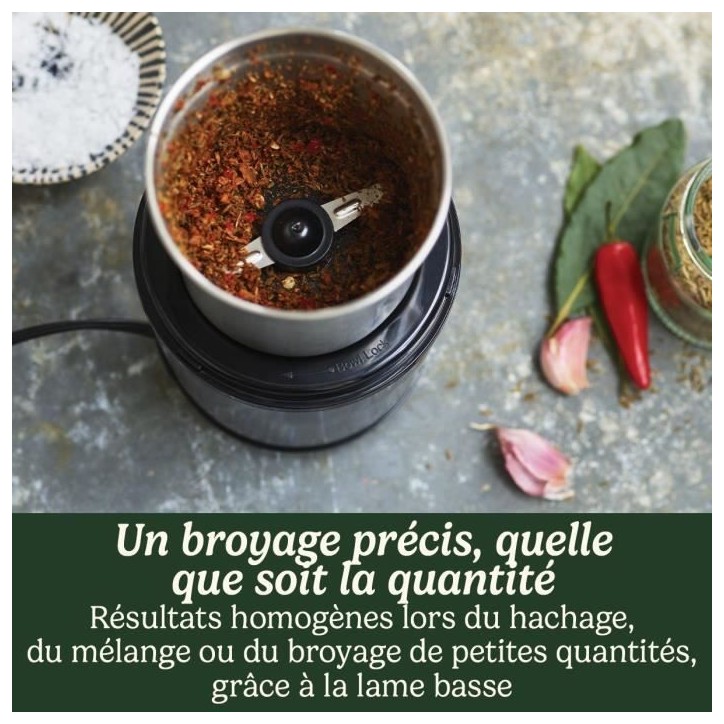 Moulin a épices - CUISINART - Fonctionne par impulsion - 2 bols avec couvercle - Bleu nuit