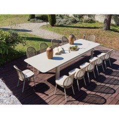 Table de jardin - Rectangulaire - Creme - Aluminium - 10/16 personnes - 230 / 350 x 120 cm - Darius - PROLOISIRS