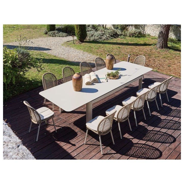 Table de jardin - Rectangulaire - Creme - Aluminium - 10/16 personnes - 230 / 350 x 120 cm - Darius - PROLOISIRS Table de jardin - Rectangulaire - Creme - Aluminium - 10/16 personnes - 230 / 350 x 120 cm - Darius - PROLOISIRS