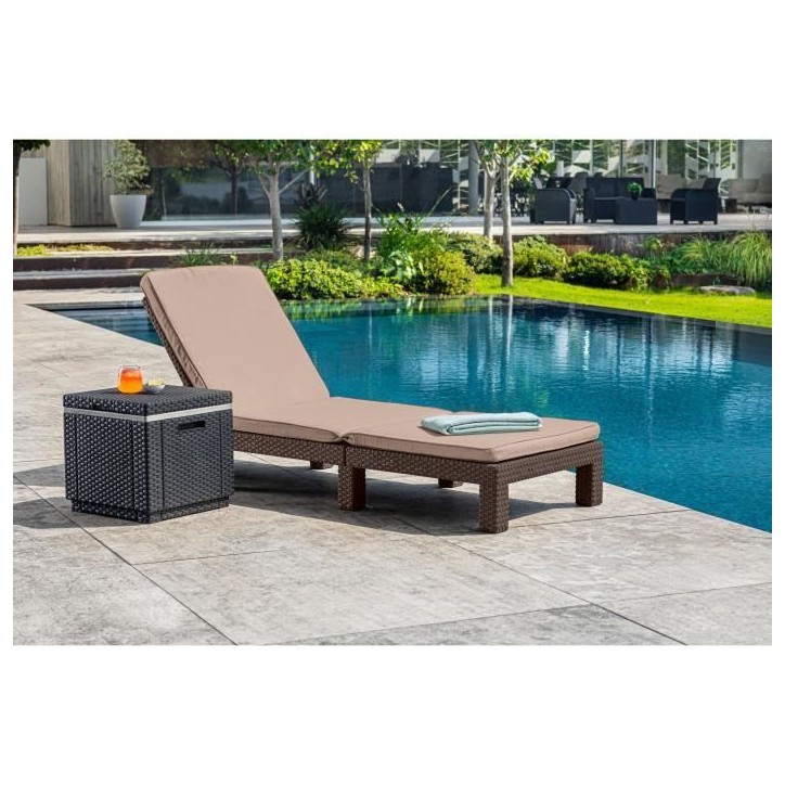 Allibert by KETER - Daytona - bain de soleil - résine imitation rotin tressé - marron - dossier réglable Allibert by KETER - Daytona - bain de soleil - résine imitation rotin tressé - marron - dossier réglable