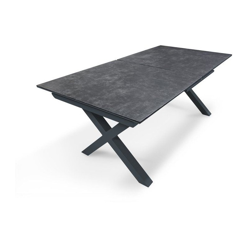 Table de jardin - Gris anthracite - Aluminium / céramique sur verre -