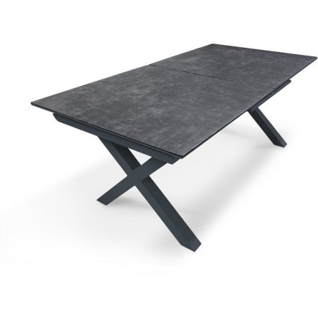 Table de jardin - Gris anthracite - Aluminium / céramique sur verre -