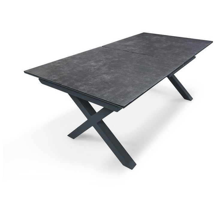 Table de jardin - Gris anthracite - Aluminium / céramique sur verre - 180/240 x 100 cm - Floride Table de jardin - Gris anthracite - Aluminium / céramique sur verre - 180/240 x 100 cm - Floride