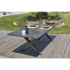 Table de jardin - Gris anthracite - Aluminium / céramique sur verre -