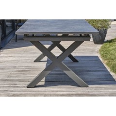 Table de jardin - Gris anthracite - Aluminium / céramique sur verre -