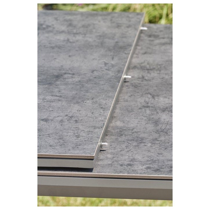 Table de jardin - Gris anthracite - Aluminium / céramique sur verre - 180/240 x 100 cm - Floride Table de jardin - Gris anthracite - Aluminium / céramique sur verre - 180/240 x 100 cm - Floride
