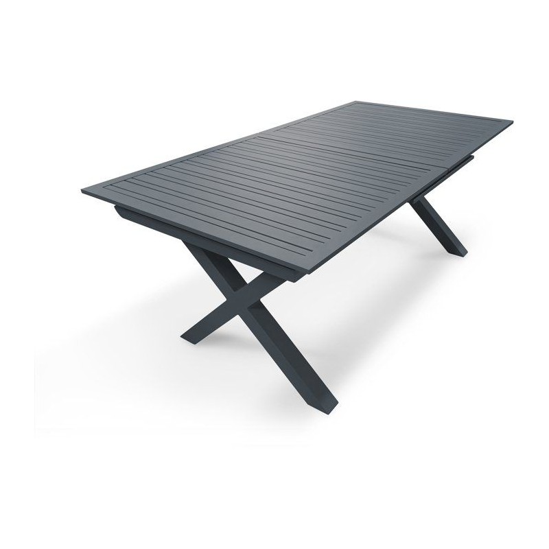Table de jardin - Gris anthracite - Aluminium - 10 places - 180/240 x