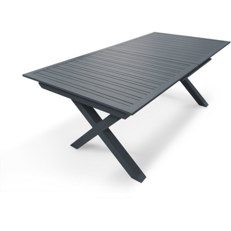 Table de jardin - Gris anthracite - Aluminium - 10 places - 180/240 x