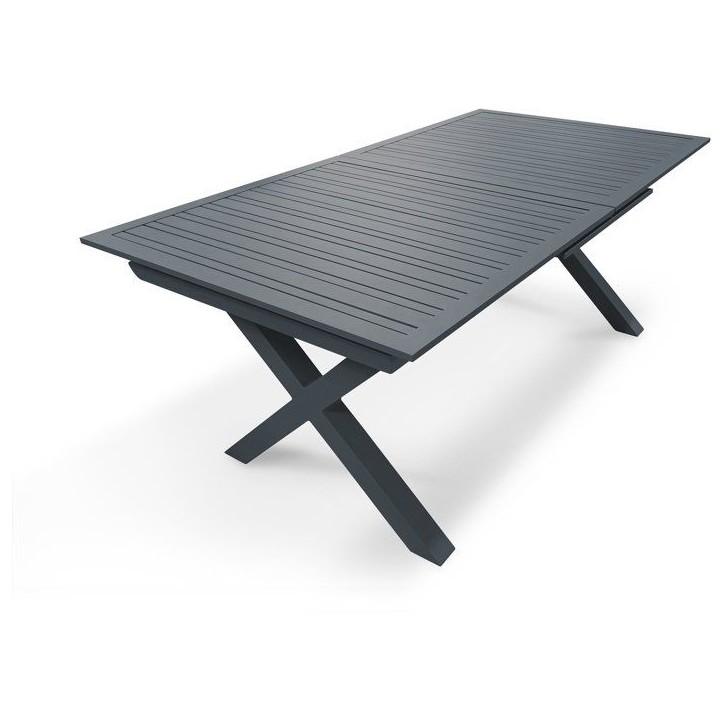 Table de jardin - Gris anthracite - Aluminium - 10 places - 180/240 x 100 cm - Floride Table de jardin - Gris anthracite - Aluminium - 10 places - 180/240 x 100 cm - Floride