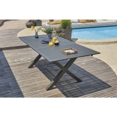 Table de jardin - Gris anthracite - Aluminium - 10 places - 180/240 x