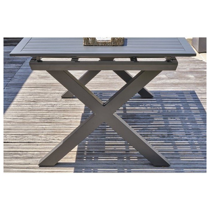 Table de jardin - Gris anthracite - Aluminium - 10 places - 180/240 x 100 cm - Floride Table de jardin - Gris anthracite - Aluminium - 10 places - 180/240 x 100 cm - Floride