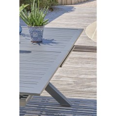 Table de jardin - Gris anthracite - Aluminium - 10 places - 180/240 x