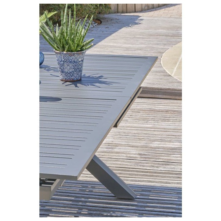 Table de jardin - Gris anthracite - Aluminium - 10 places - 180/240 x 100 cm - Floride Table de jardin - Gris anthracite - Aluminium - 10 places - 180/240 x 100 cm - Floride