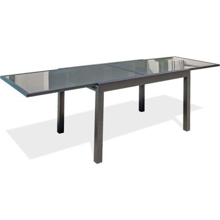 Table de jardin - Gris anthracite - Aluminium / plateau en verre - 135