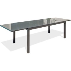 Table de jardin - Gris anthracite - Aluminium / plateau en verre - 200