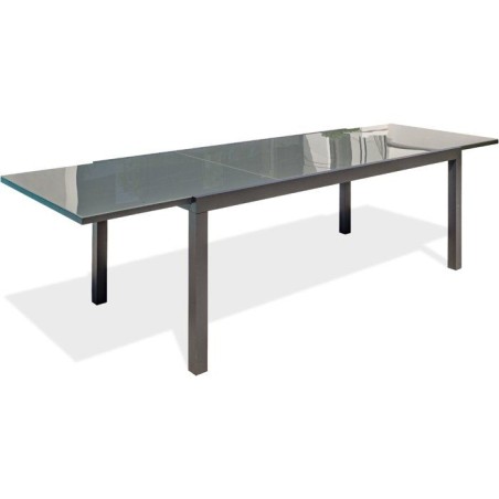 Table de jardin - Gris anthracite - Aluminium / plateau en verre - 200