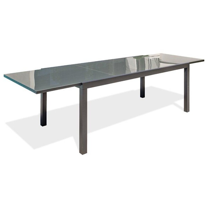 Table de jardin - Gris anthracite - Aluminium / plateau en verre - 200/300 x 100 cm - Tolede Table de jardin - Gris anthracite - Aluminium / plateau en verre - 200/300 x 100 cm - Tolede
