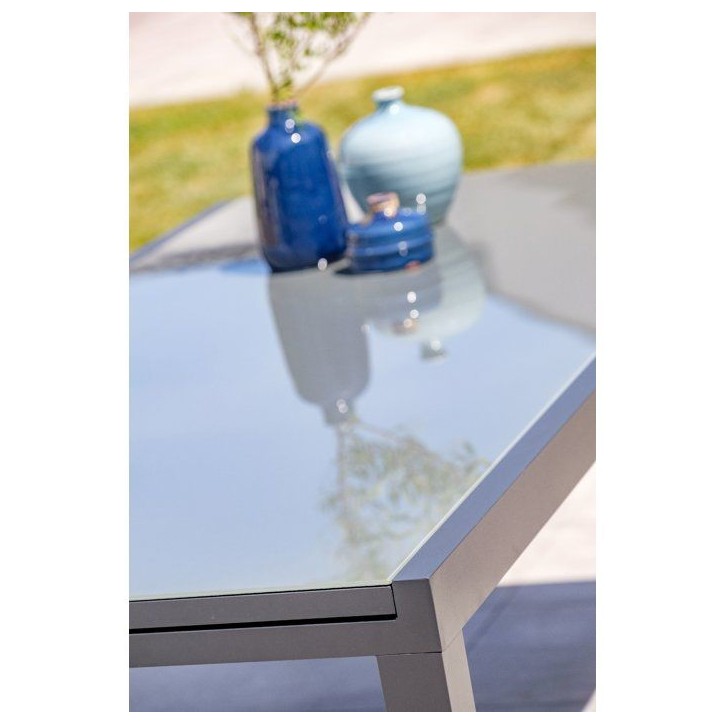 Table de jardin - Gris anthracite - Aluminium / plateau en verre - 200/300 x 100 cm - Tolede Table de jardin - Gris anthracite - Aluminium / plateau en verre - 200/300 x 100 cm - Tolede