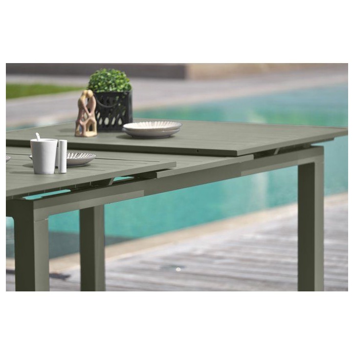Table de jardin - Kaki - Aluminium - 180/240 x 100 cm - Miami Table de jardin - Kaki - Aluminium - 180/240 x 100 cm - Miami