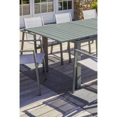 Table de jardin - Kaki - Aluminium - 180/240 x 100 cm - Miami