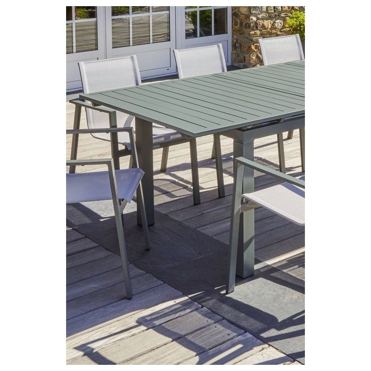 Table de jardin - Kaki - Aluminium - 180/240 x 100 cm - Miami Table de jardin - Kaki - Aluminium - 180/240 x 100 cm - Miami