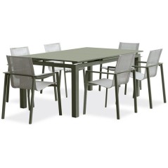 Lot composé d'une table de jardin + 6 fauteuils - Kaki - Miami - Faut