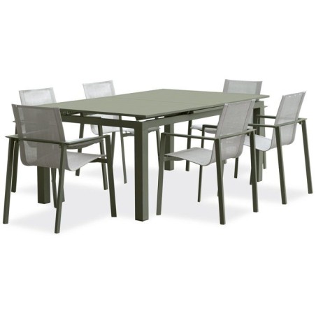 Lot composé d'une table de jardin + 6 fauteuils - Kaki - Miami - Faut