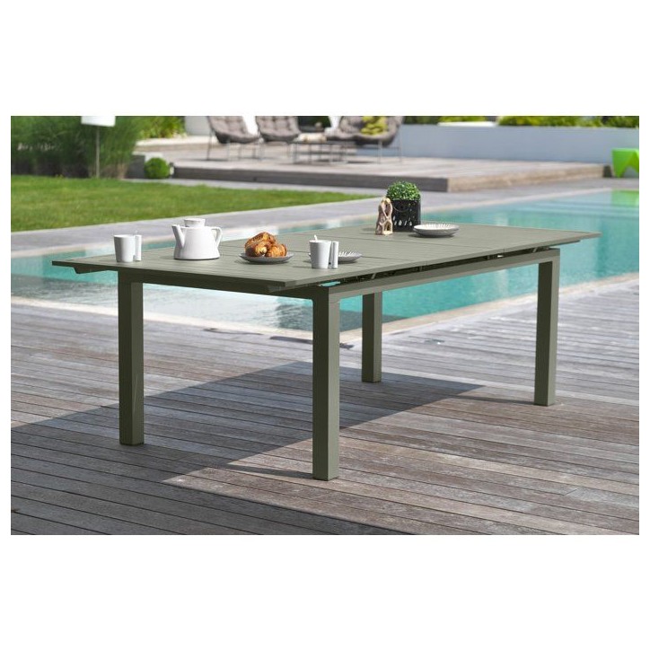 Lot composé d'une table de jardin + 6 fauteuils - Kaki - Miami - Fauteuils empilables