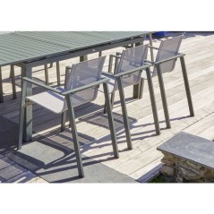 Lot composé d'une table de jardin + 6 fauteuils - Kaki - Miami - Faut