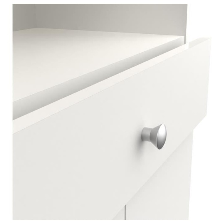 Colonne de salle de bain - 5 Portes - 1 tiroir - 2 niches - miroir - Blanc mat - L82 x P32 x H180 cm - Made in France