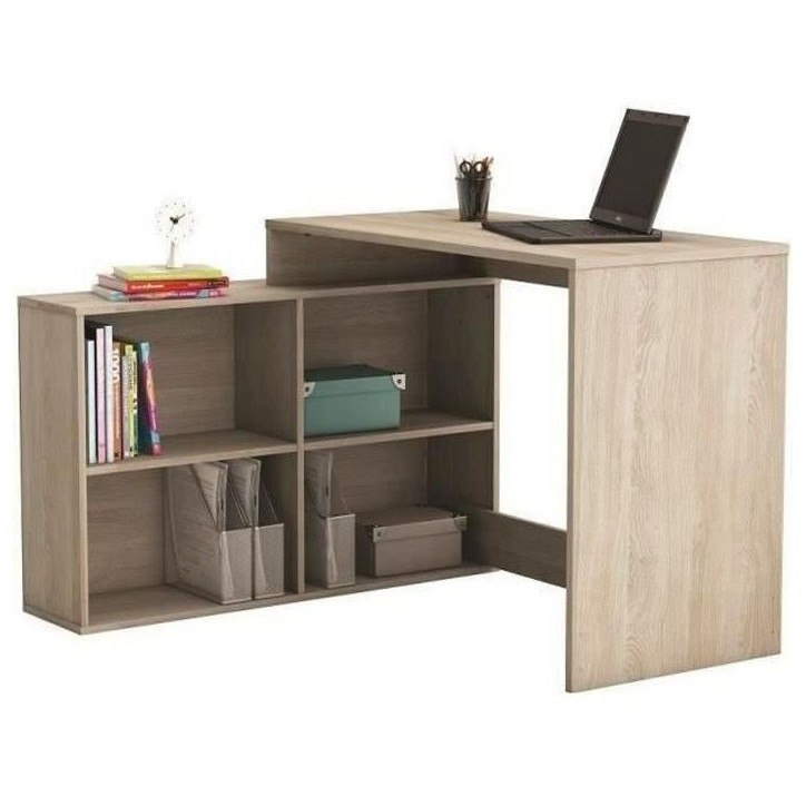 DEMEYERE Bureau d'angle contemporain décor chene Shannon - L 112 cm - NAGANO