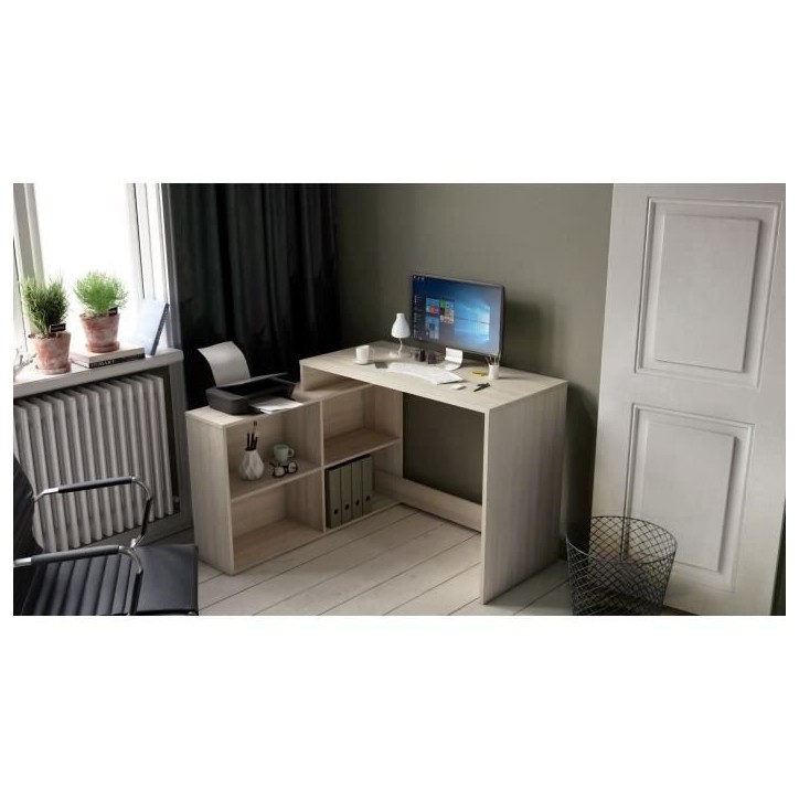 DEMEYERE Bureau d'angle contemporain décor chene Shannon - L 112 cm - NAGANO