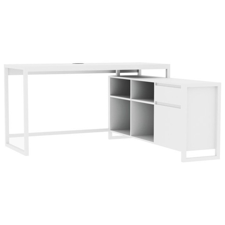 Bureau d'angle réversible Denver - Panneaux de particules - Coloris Blanc - 139 x 75 x 139 cm Bureau d'angle réversible Denver - Panneaux de particules - Coloris Blanc - 139 x 75 x 139 cm