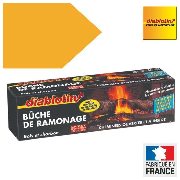 Bûche de ramonage - ACTO - DIABLOTIN - Bûche de Ramonage Diablotin - Élimine suies et goudrons - Livrée avec livret d'entret