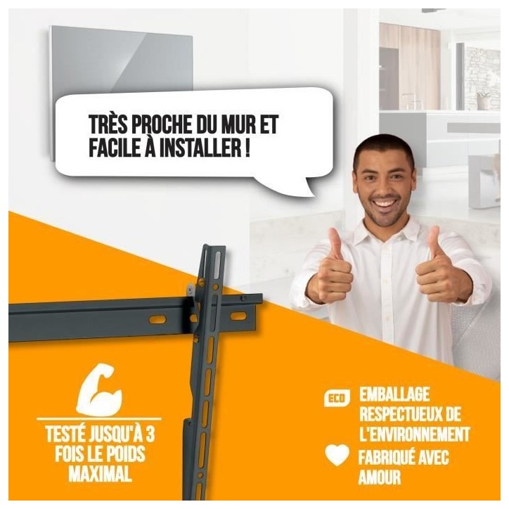 NANOOK Support Mural inclinable pour téléviseurs de 32-55 Pouces- Solution de Montage pour des télés LCD et (O)LED - Noir NANOOK Support Mural inclinable pour téléviseurs de 32-55 Pouces- Solution de Montage pour des télés LCD et (O)LED - Noir