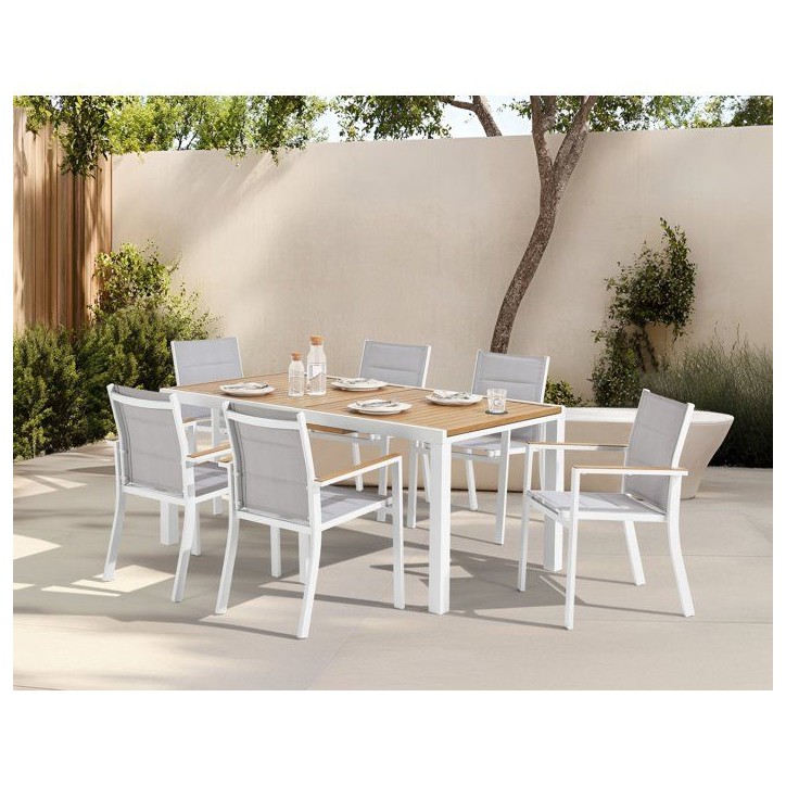 Ensemble repas de jardin LOUNA 8 personnes en aluminium - Table extensible + 8 fauteuils Ensemble repas de jardin LOUNA 8 personnes en aluminium - Table extensible + 8 fauteuils