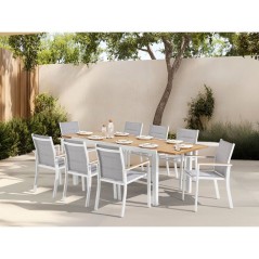 Ensemble repas de jardin LOUNA 8 personnes en aluminium - Table extens